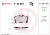 BREMBO P85020 Bremsbelagsatz, Scheibenbremse