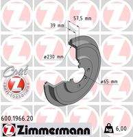 ZIMMERMANN 600196620 Bremstrommel