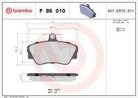 BREMBO P86010 Bremsbelagsatz, Scheibenbremse