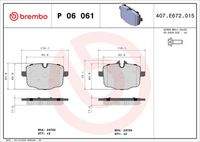 BREMBO P06061 Bremsbelagsatz, Scheibenbremse