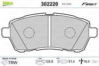 VALEO 302220 Bremsbelagsatz, Scheibenbremse