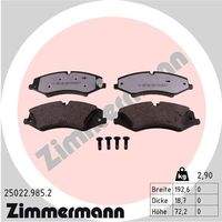 ZIMMERMANN 250229852 Bremsbelagsatz, Scheibenbremse