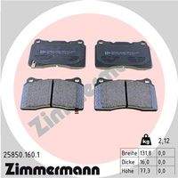 ZIMMERMANN 258501601 Bremsbelagsatz, Scheibenbremse