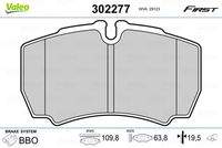 VALEO 302277 Bremsbelagsatz, Scheibenbremse