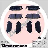 ZIMMERMANN 215681501 Bremsbelagsatz, Scheibenbremse