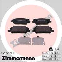 ZIMMERMANN 249151701 Bremsbelagsatz, Scheibenbremse