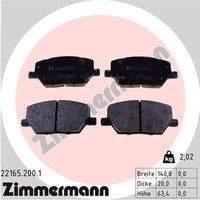 ZIMMERMANN 221652001 Bremsbelagsatz, Scheibenbremse