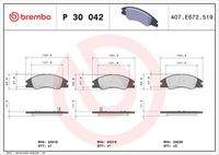 BREMBO P30042 Bremsbelagsatz, Scheibenbremse