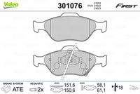 VALEO 301076 Bremsbelagsatz, Scheibenbremse