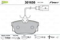 VALEO 301650 Bremsbelagsatz, Scheibenbremse