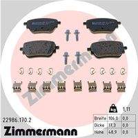 ZIMMERMANN 229861702 Bremsbelagsatz, Scheibenbremse