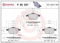 BREMBO P85037 Bremsbelagsatz, Scheibenbremse