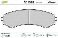 VALEO 301518 Bremsbelagsatz, Scheibenbremse