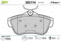 VALEO 302114 Bremsbelagsatz, Scheibenbremse