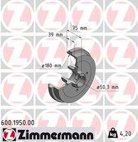 ZIMMERMANN 600195000 Bremstrommel