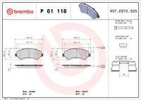 BREMBO P61118 Bremsbelagsatz, Scheibenbremse