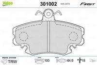 VALEO 301002 Bremsbelagsatz, Scheibenbremse