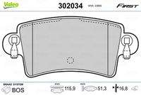 VALEO 302034 Bremsbelagsatz, Scheibenbremse