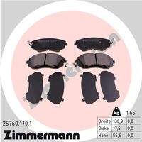 ZIMMERMANN 257601701 Bremsbelagsatz, Scheibenbremse